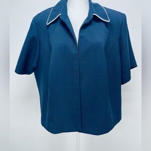 Studio 1 Women’s Size 18W blazer Blue Blouse Open Front Shorts Sleeve
